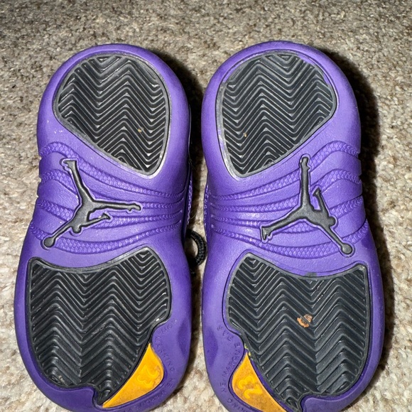 Jordan 12  Black and Purple Shoes - Picture 4 of 4